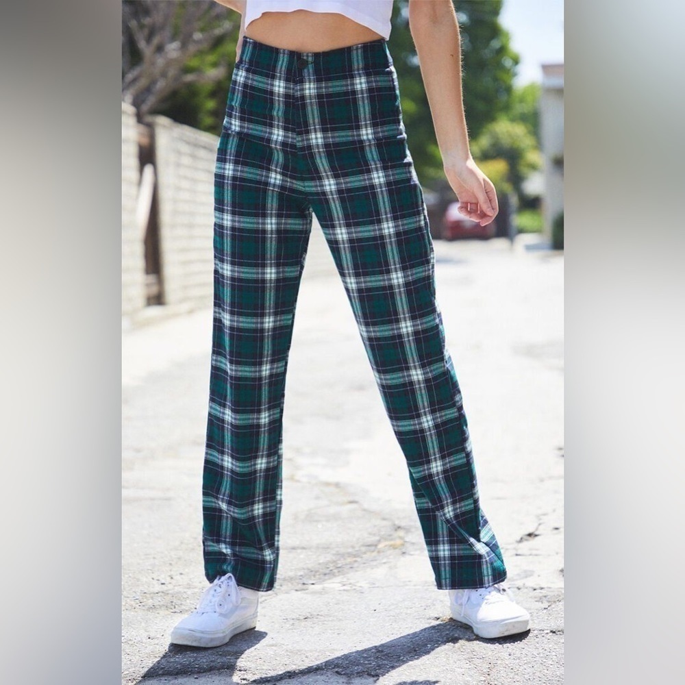 Brandy Melville John Galt Kim Green Plaid Pants Size S